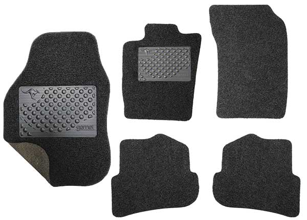 Comfortable and elegant Car-mats, set of 4 in black and single car mat with heelpad