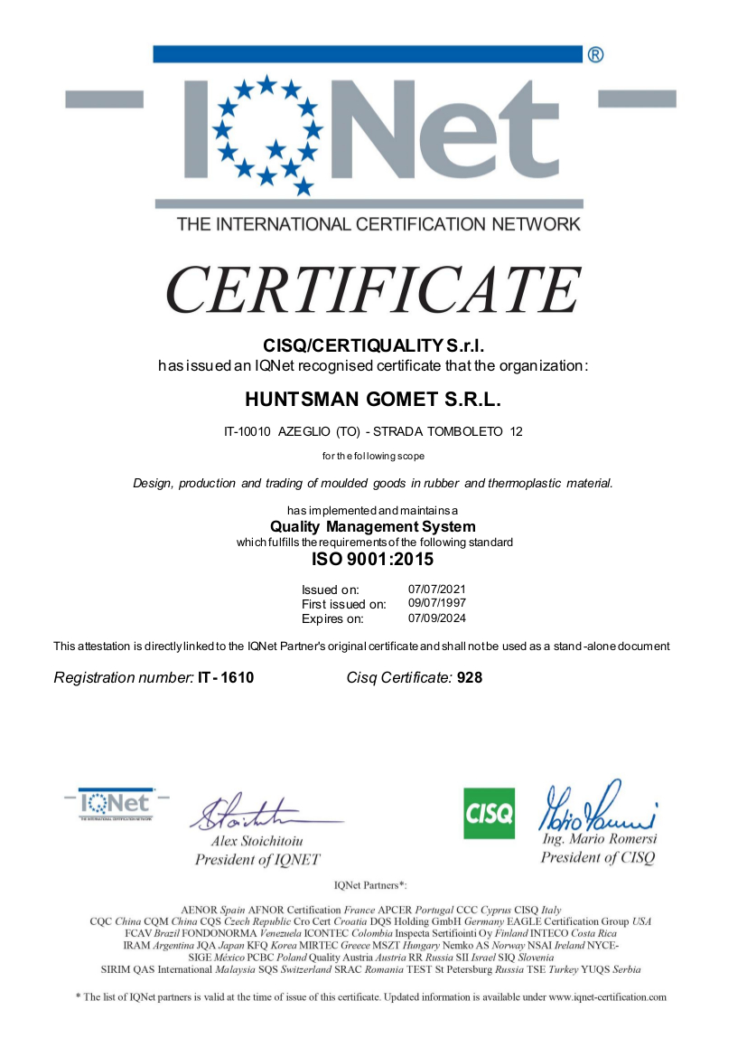 Immagine del certificato di qualità IQNET