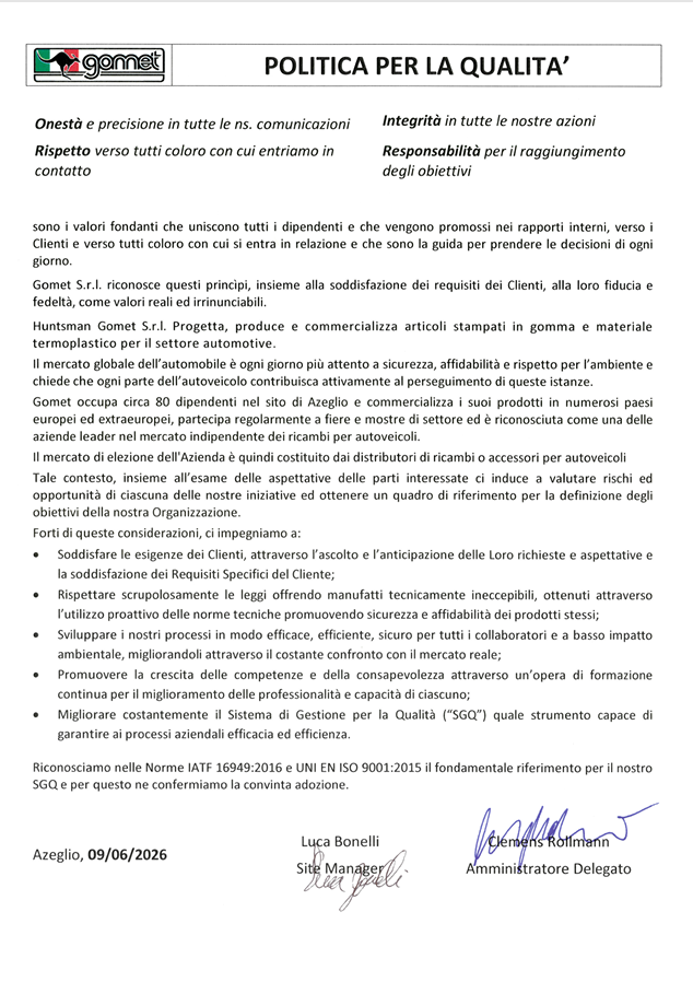 Politica per la Qualità 2026 – ITA Politica della qualità cover